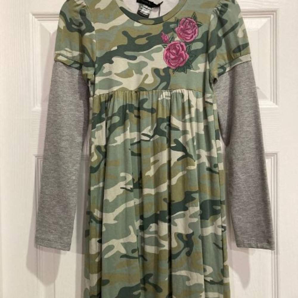 GIRLS FLOWERS by ZOE Army Camo Tofer Dress Sz L